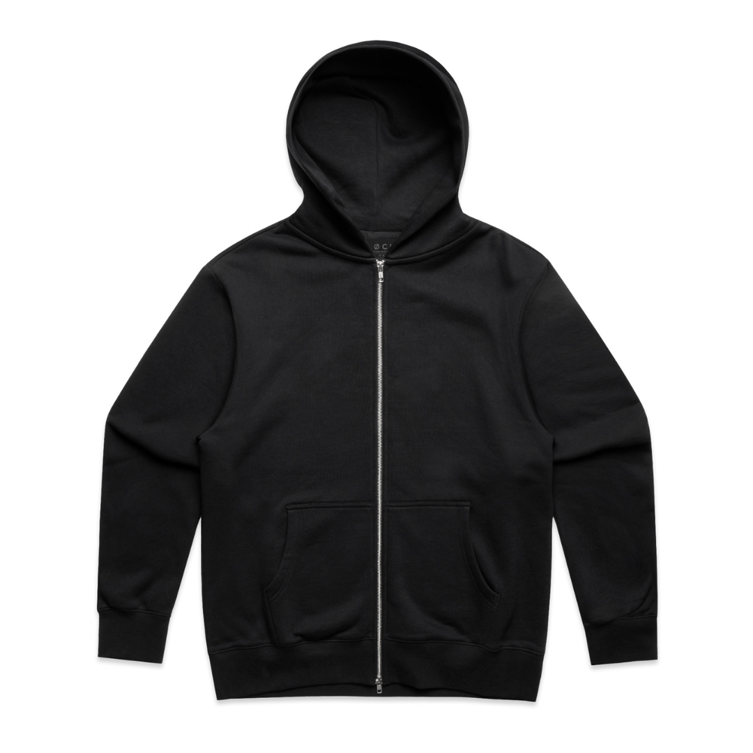 Black hoodie with a zipper on a white background