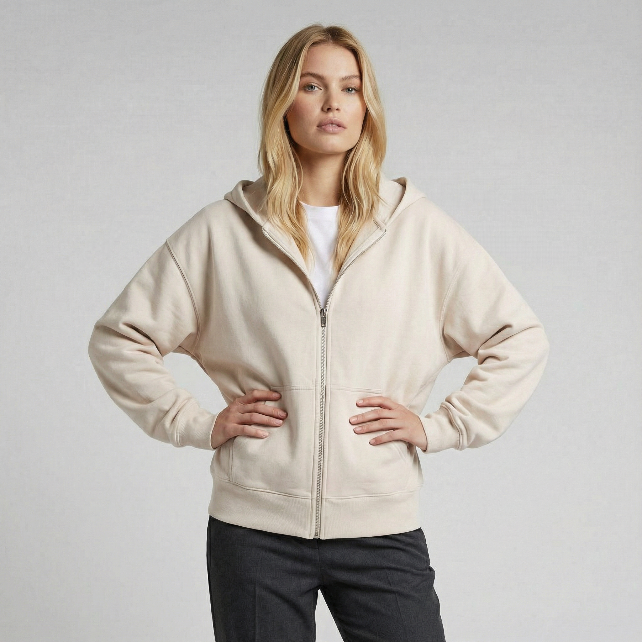 UNLEASHED ZIP HOODIE - BONE