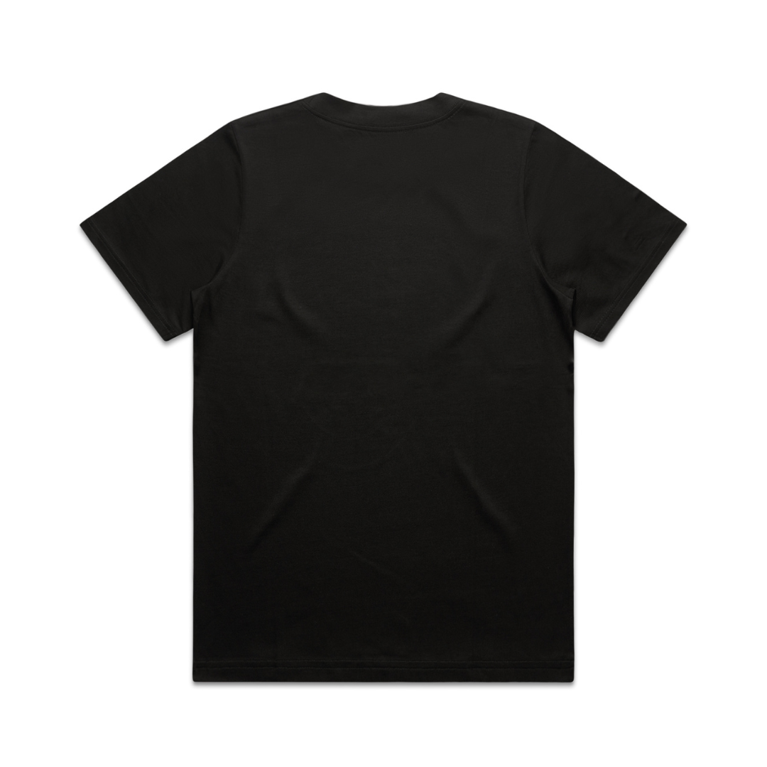 Black t-shirt on a white background