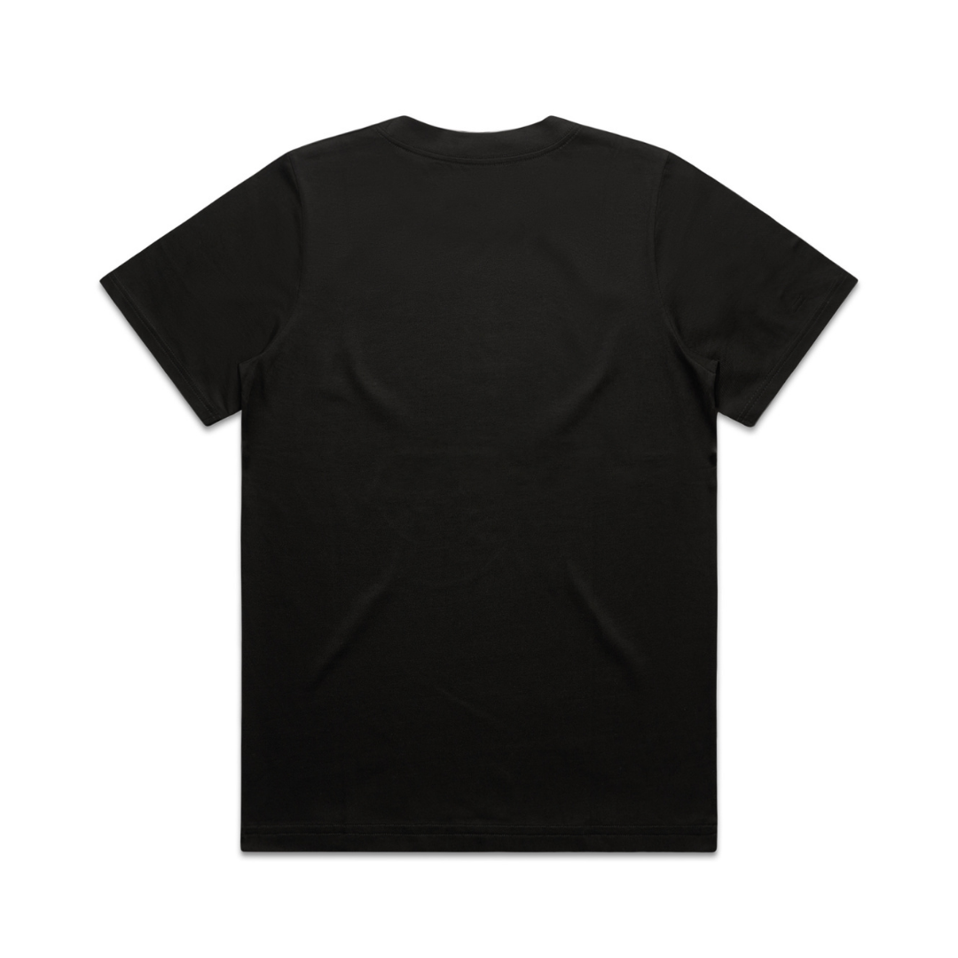 Black t-shirt on a white background
