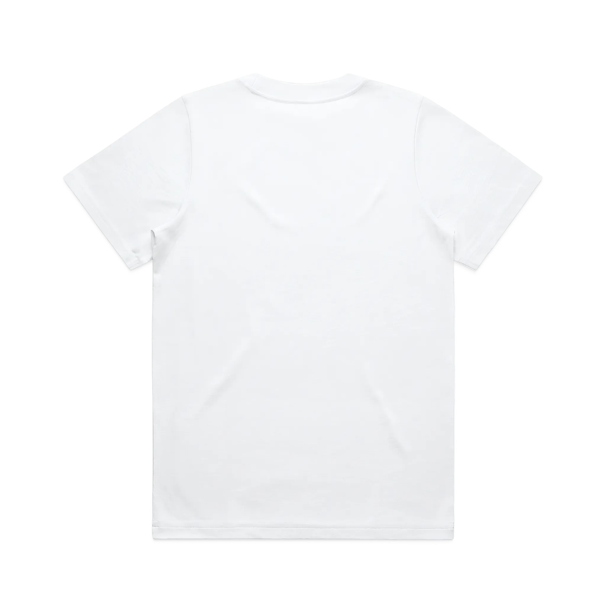 Plain white t-shirt on a light gray background