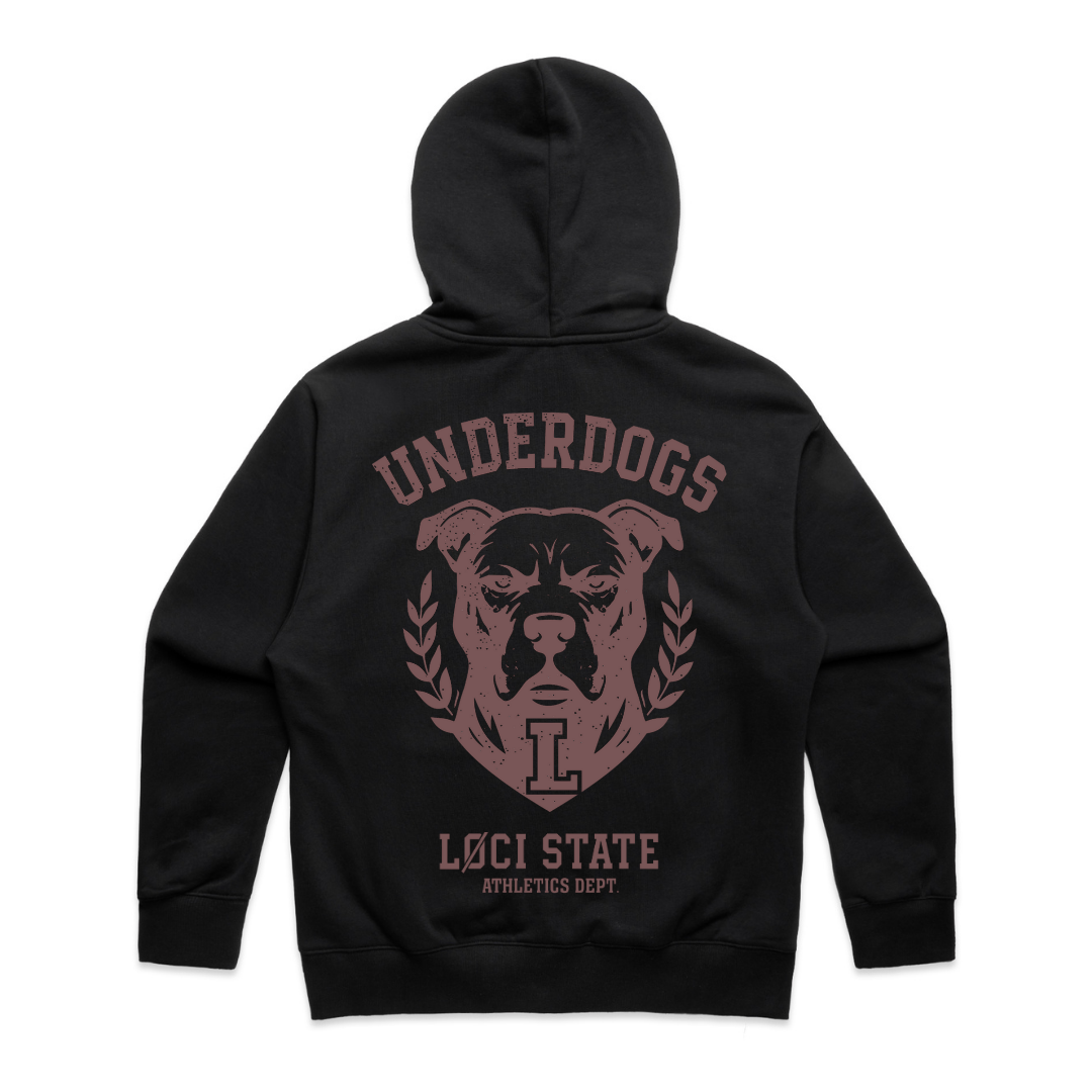 UNDERDOGS ZIP HOODIE - BLACK