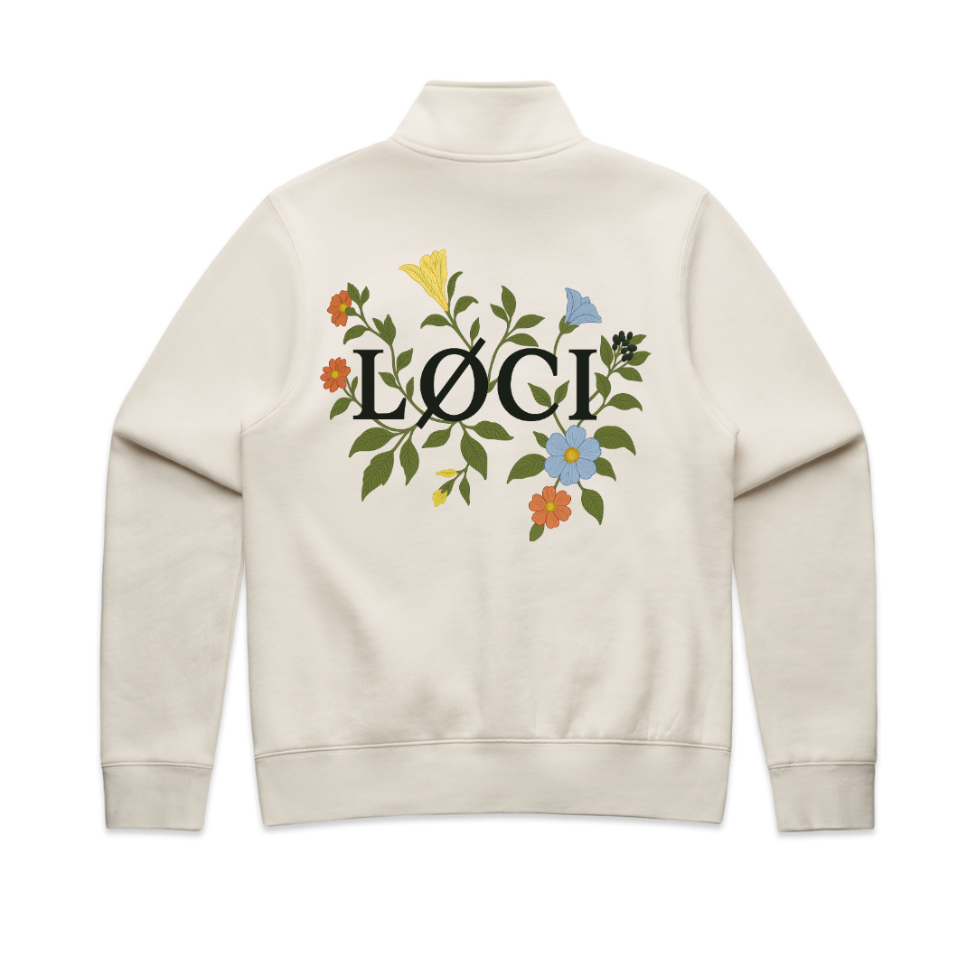 FLOWERS WOMEN'S HALF ZIP SWEATER - ECRU