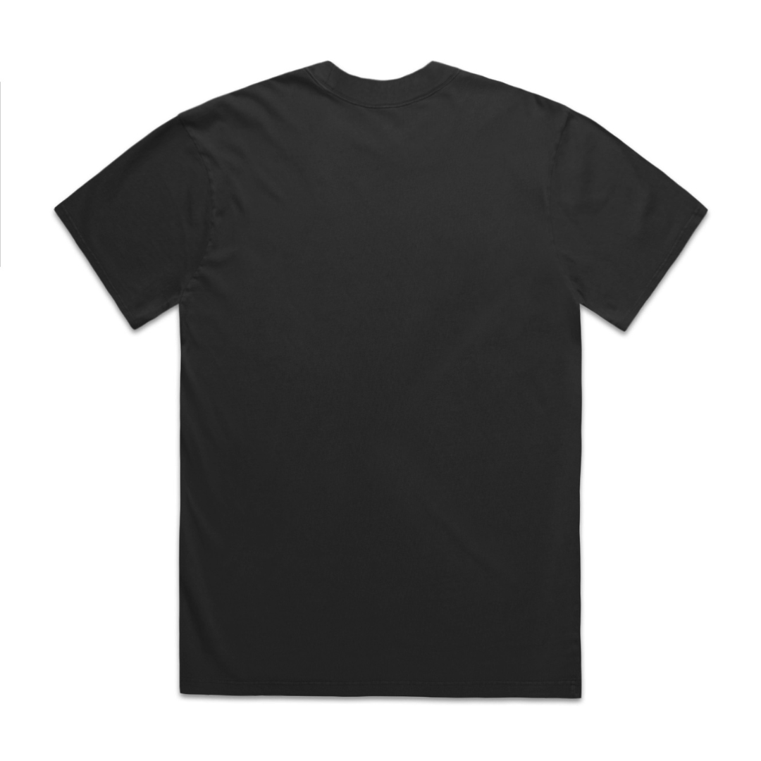 Black t-shirt on a white background