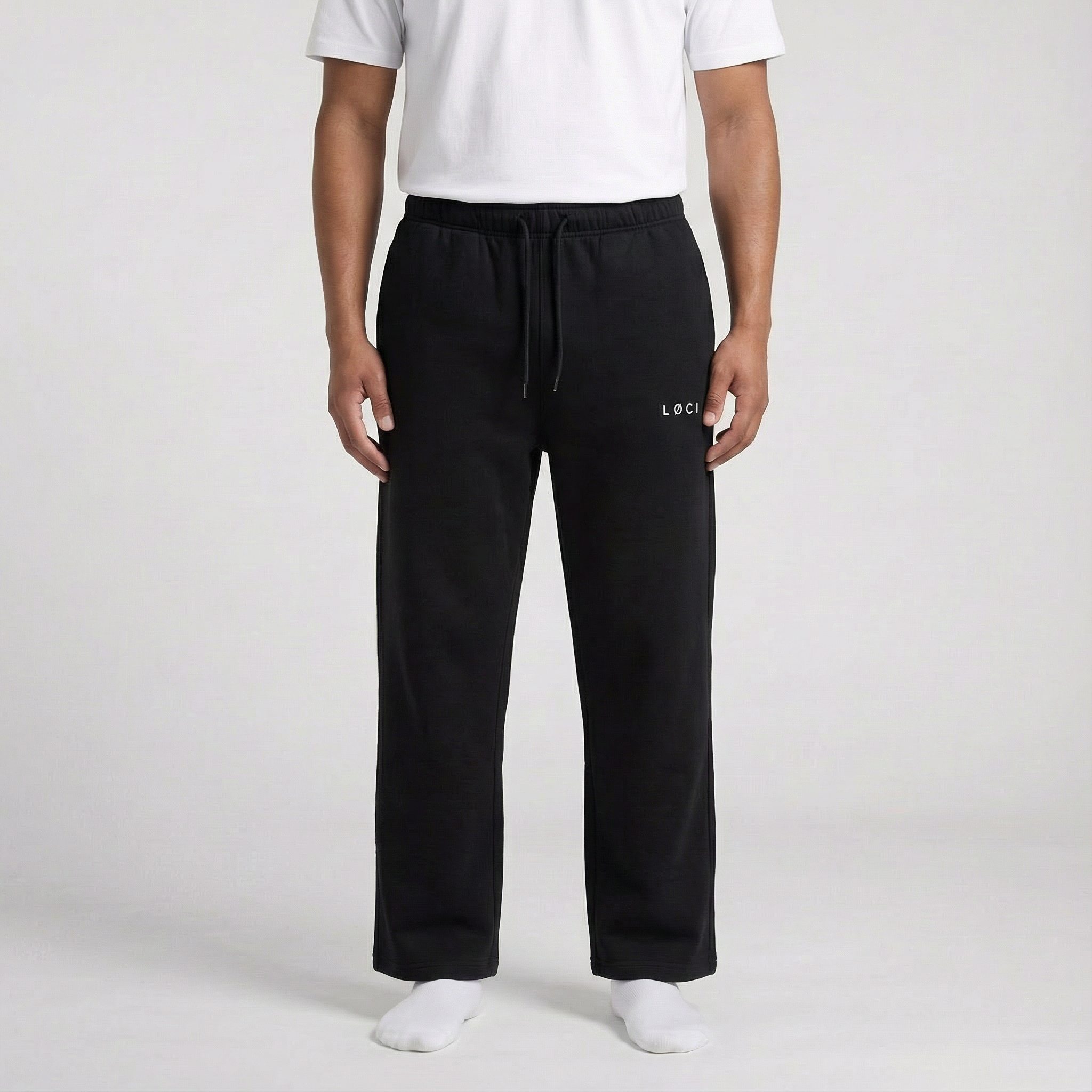 BASE MEN'S CUFFLESS SWEATPANTS - BLACK