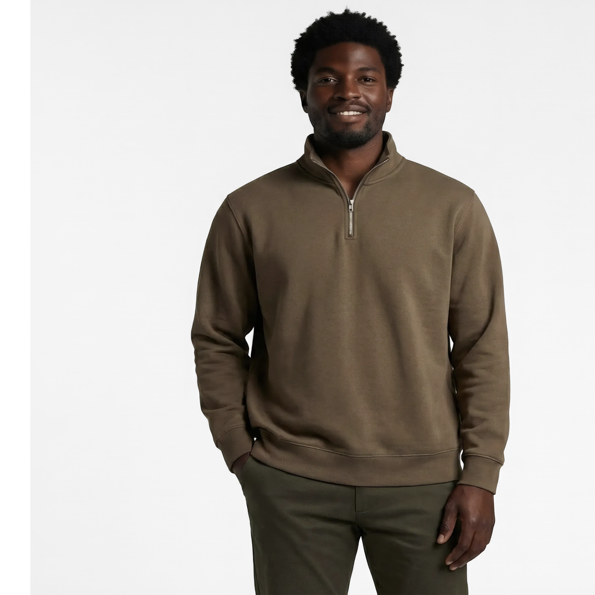 LA MAISON MEN'S HALF ZIP SWEATER - WALNUT