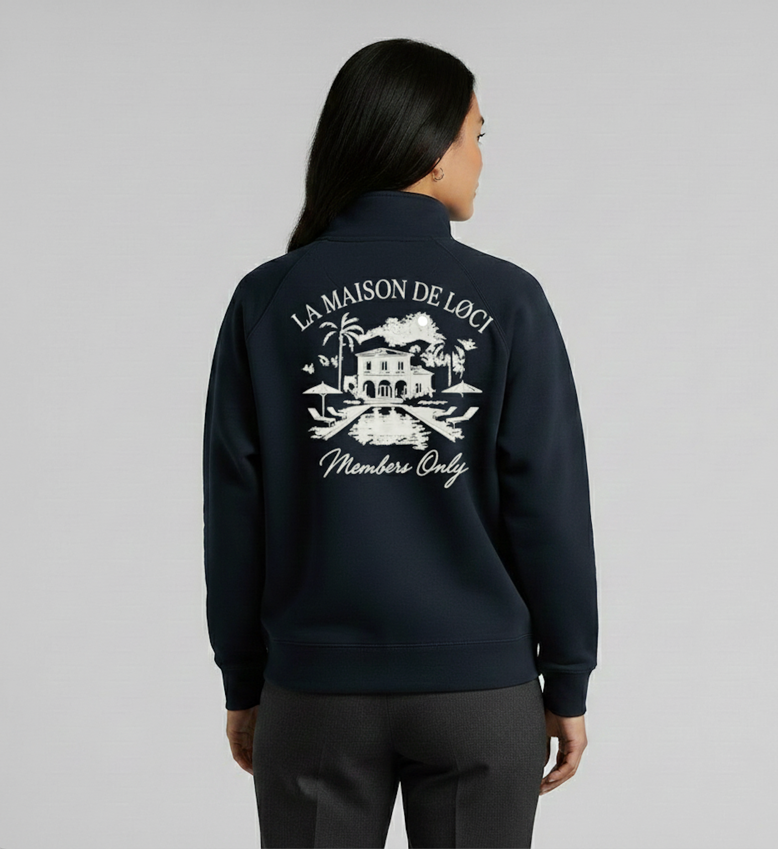 LA MAISON WOMEN'S HALF ZIP SWEATER - NAVY