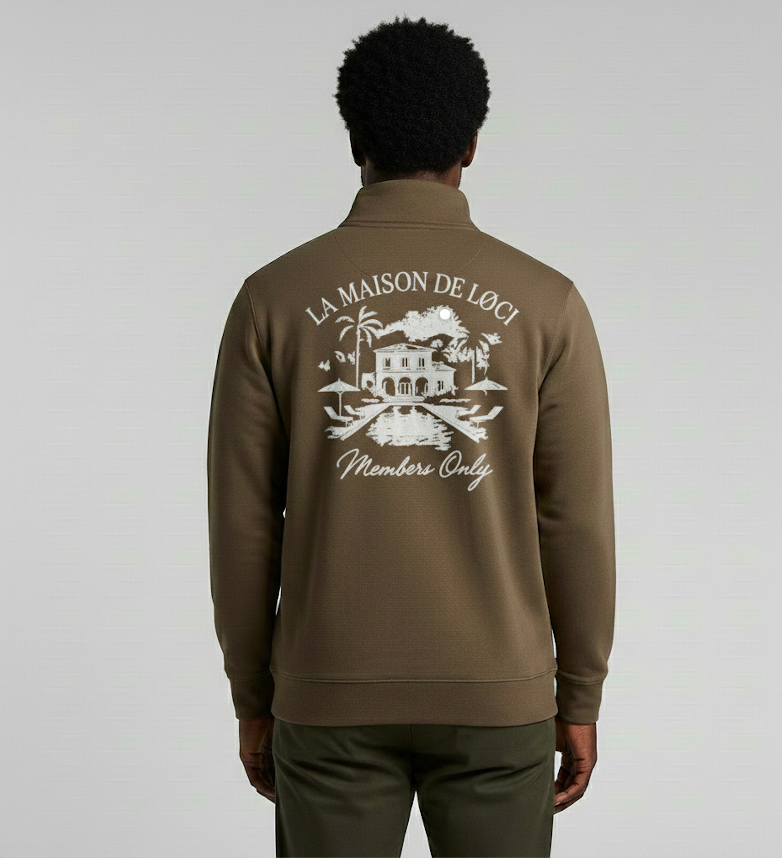 LA MAISON MEN'S HALF ZIP SWEATER - WALNUT