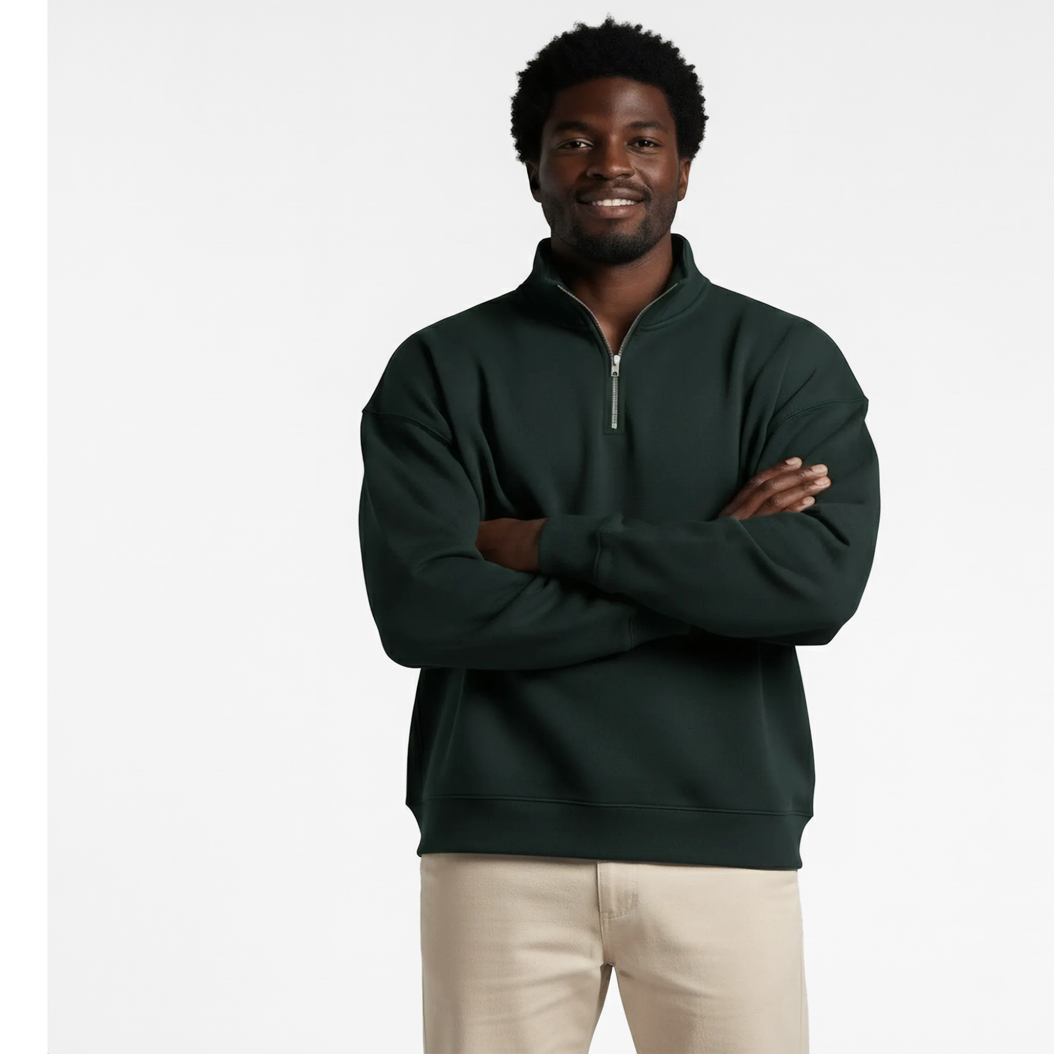 LA MAISON MEN'S HALF ZIP SWEATER - PINE GREEN