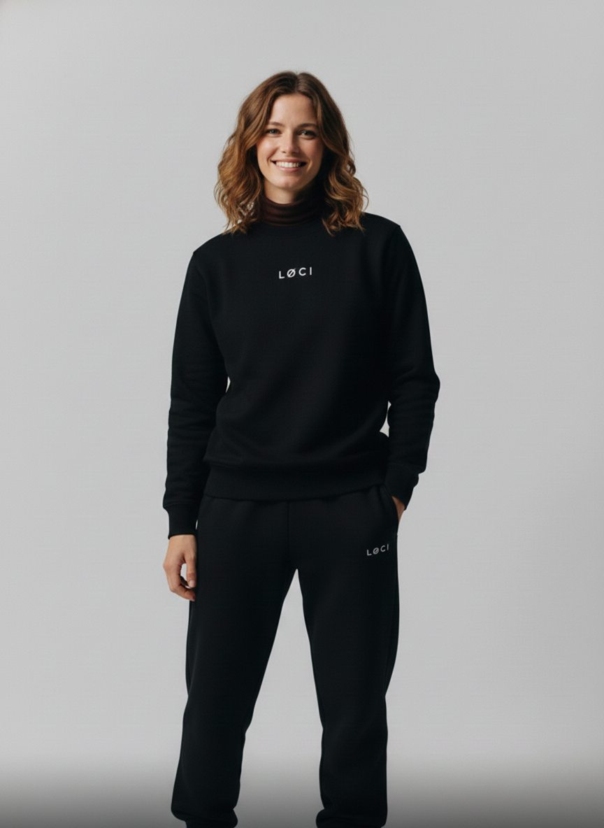 Black LØCI matching sweatshirt and trousers